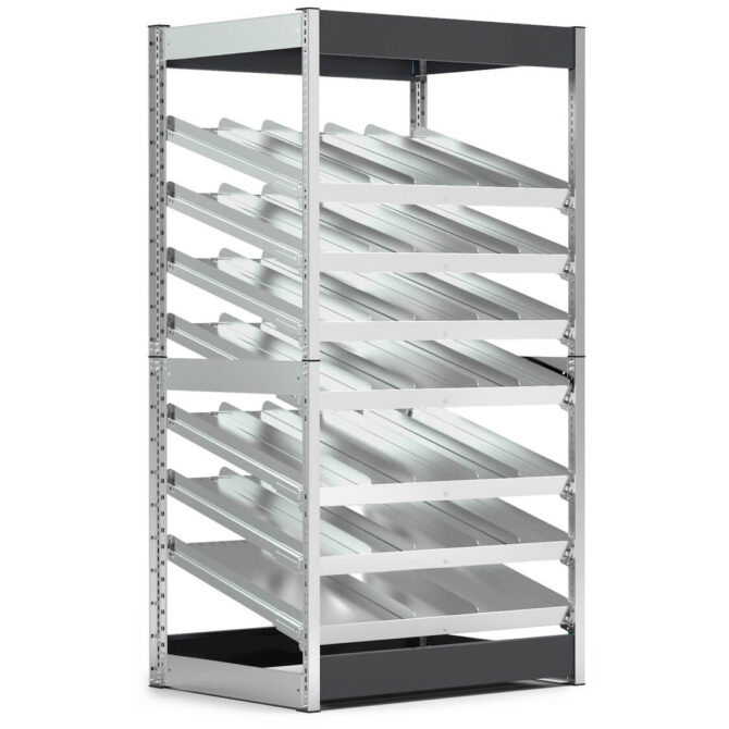 Scaffali Kanban a piani con divisori